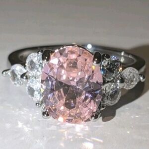 Dazzling 8 Ct Brilliant Cut Light PinkGem Stone Engagement Ring For Women Sz 7